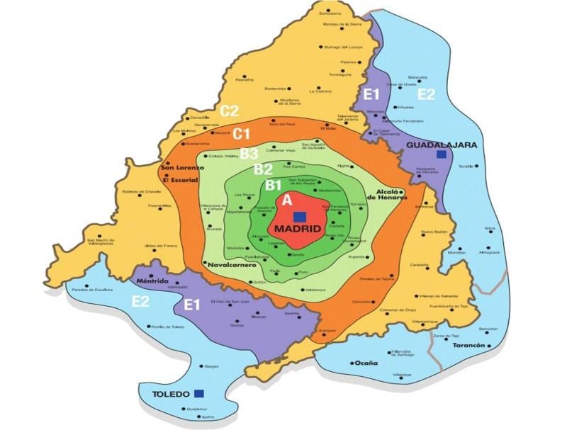 ਮੈਡ੍ਰਿਡ ਜ਼ੋਨ ਟੀ ਨਕਸ਼ਾ