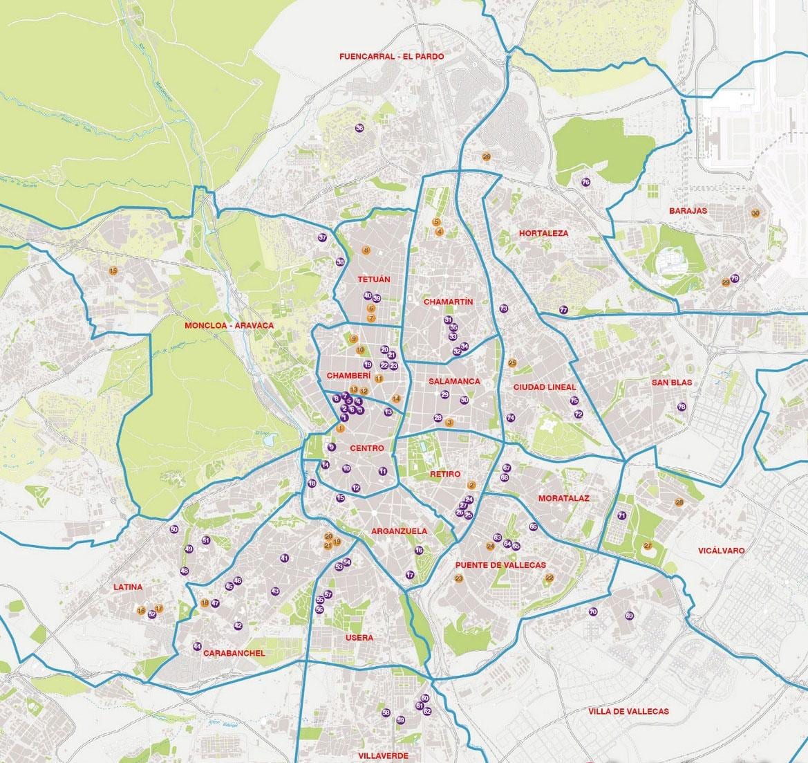ਨਕਸ਼ਾ ਮੈਡ੍ਰਿਡ ਦੇ barrios